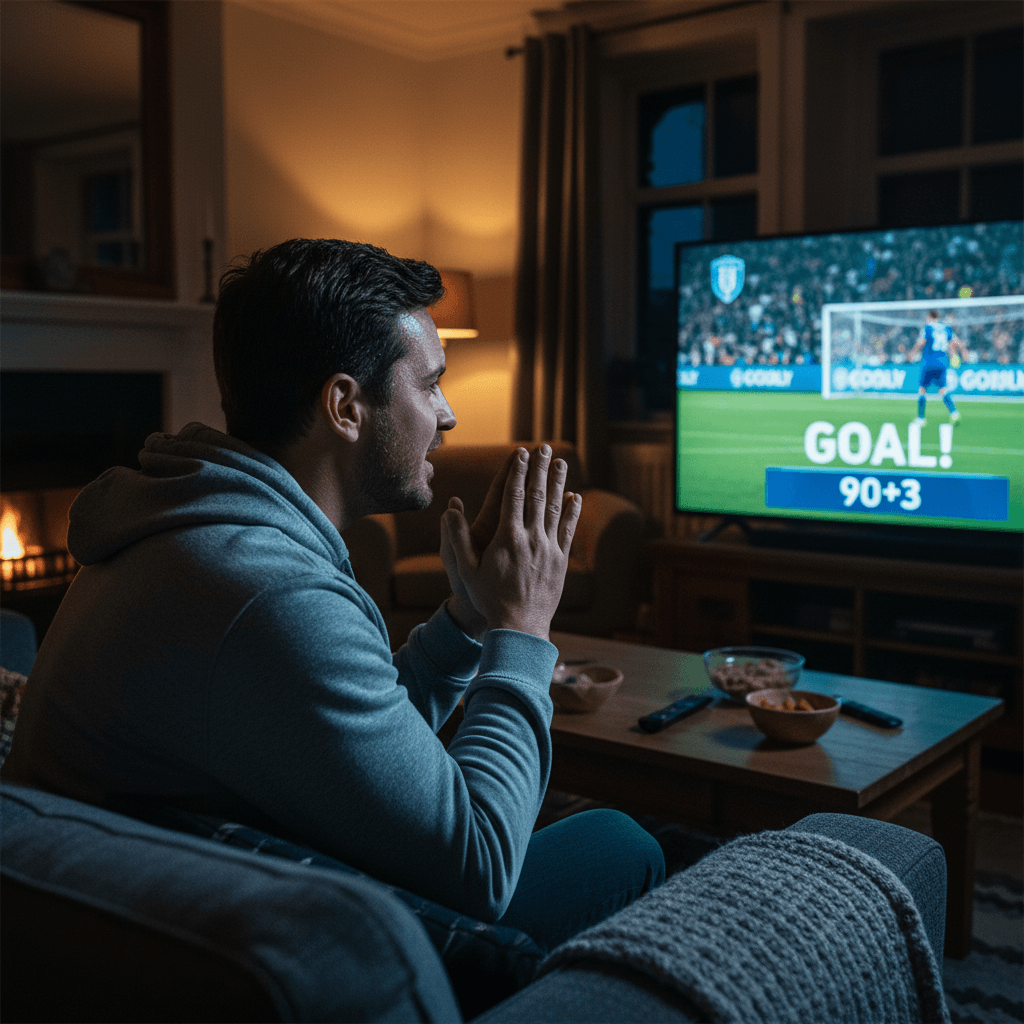 Fan watching Sportsnet game